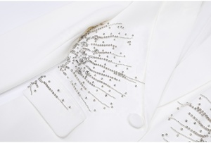 AIMEISI Completo Elegante con Strass Taglia XXXL, Set Due Pezzi con Blazer e <span class=keywords><strong>Pantaloni</strong></span> Decorati con Perline per <span class=keywords><strong>Donna</strong></span> - Product Image 3
