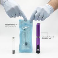 Bouteille en verre pré-stérilisée avec bouchon métallique, emballage thermoscellé