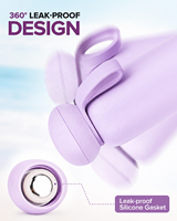 Bouteille d'eau isotherme 24oz avec couvercle en forme de champignon, double paroi, pour randonnée et gym, anti-fuite, en acier inoxydable, avec poignée en silicone