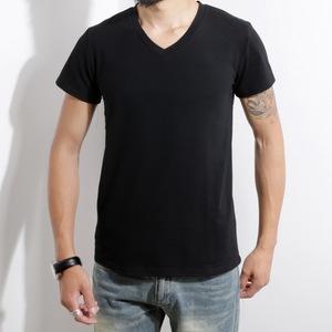 <span class=keywords><strong>T</strong></span>-shirts pour hommes en coton à <span class=keywords><strong>col</strong></span> en <span class=keywords><strong>V</strong></span>, coupe classique, manches courtes, style ou logo personnalisé, fabrication ODM, couleur unie, pas cher - Product Image 1