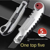 Couteau utilitaire robuste avec lame en acier au carbone de 18 mm de large et tranchante, avec 5 lames rétractables, coupe-boîte pour cartons