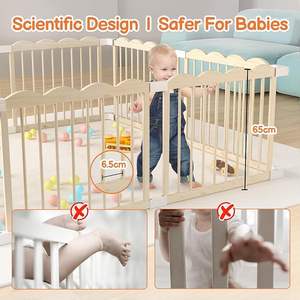 Parc en bois pour bébés et tout-petits Parc en bois massif avec portail - Product Image 3