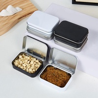 Caja de Almacenamiento Pequeña de Hojalata de Una Pieza con Tapa Abatible para Collares, Accesorios, Alimentos, Dulces, Chocolate, Memorias USB, Anillos, Pendientes