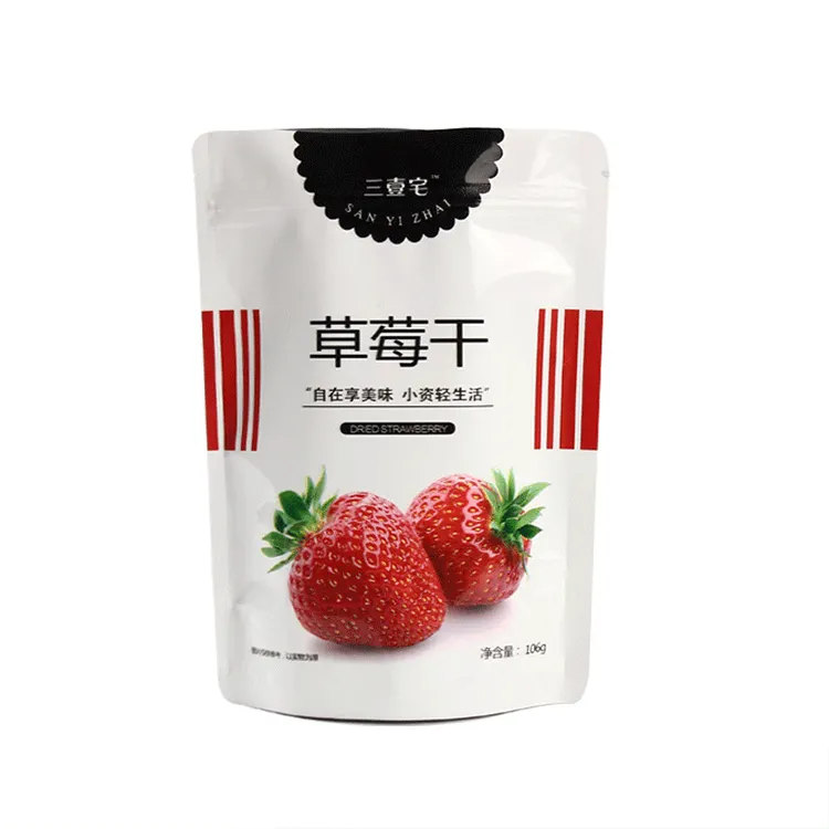 Custom Logo Resealable Strawberry Mango Dried Fruit Packaging Seal Bag Self-supporting Sealed Pouch Packaging Bags