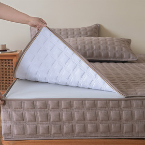 Protège-<span class=keywords><strong>matelas</strong></span> matelassé 100 % coton avec fermeture éclair intégrale, protection de lit à 720 degrés pour chambre à coucher, drap-housse intégral - Product Image 4