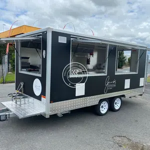 Multifunction Fiberglass Food Cart Bakery Street Fast Food Trucks Mobile Kitchen Trailer Mobile Kitchen Food Trailer With Lights