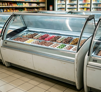 Vitrine Réfrigérée Commerciale Grande Capacité pour Crèmes Glacées et Gelatos, Refroidissement par Ventilation, 2 Portes Coulissantes en Verre Trempé, Équipement de Réfrigération