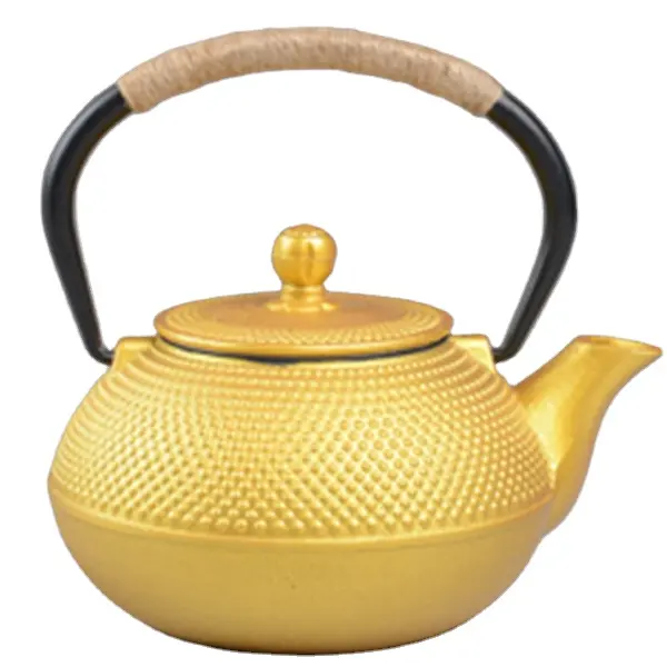 Chinês Handmade Dourado bules de ferro fundido com aquecedor