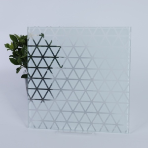 Vidrio Decorativo con Patrón Esmerilado en Degradado Triangular para Vestíbulos de Hoteles e Interiores Comerciales Modernos - Product Image 1