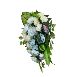 <b>Artificial</b> Blue White Flower <b>Bouquet</b> Decorative Wreaths and Swags Floral Arrangement for Home Wedding Event Decoration - Product Image 2
