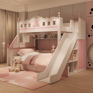 <span class=keywords><strong>Cama</strong></span> litera de madera maciza para niños, diseño de princesa para niñas, <span class=keywords><strong>cama</strong></span> alta y baja de dos niveles para dos personas <span class=keywords><strong>con</strong></span> tobogán madre-hijo - Product Image 4
