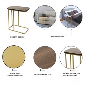 Table d'appoint moderne et légère en métal Surface anti-rayures Structure robuste Design multifonctionnel Meubles de salon - Product Image 5