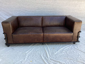 Juego de Sofás de Estilo Industrial Loft, Muebles de Sofá de Cuero Vintage con Ruedas - Product Image 6