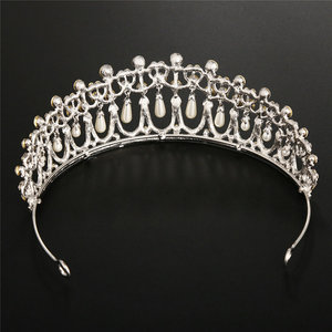 Couronne <span class=keywords><strong>de</strong></span> reine vintage QS, diadème en cristal et perles pour mariée, bandeaux <span class=keywords><strong>de</strong></span> mariée, diadème pour fille - Product Image 3