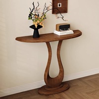 Table console incurvée minimaliste moderne en bois massif naturel fait main Luxali pour l'entrée du salon
