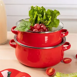 Phong Cách Cổ Điển Kim Loại Tráng Men Chảo Hộ Gia Đình Nhà Bếp Đồ Nấu Nướng Cho Nấu Ăn Mì Hầm Súp Đun Nước Nồi - Product Image 2