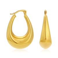 Boucles d'oreilles créoles ovales évidées en U, élégantes et personnalisées, en acier inoxydable anti-ternissement, tendance et minimalistes, unisexe, vente en gros
