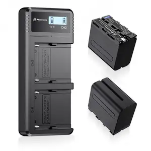 Chargeur de batteries numériques Li-ion Rechargeable 7.4V 8800mAh pour NP-F550 Sony 570 750 770 970 960 975