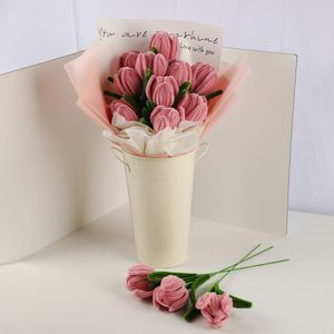 K-Style Tulip Pipe Cleaner <b>Box</b> Complete DIY Set with 100 Pink100 Green Stems Pearl Accents Greeting <b>Card</b> All Extras - Product Image 6