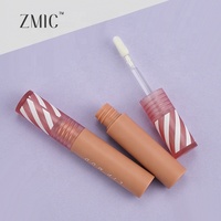 Tube de gloss à lèvres rond mat personnalisé de 2,5 ml, conteneur vide pour rouge à lèvres liquide, emballage cosmétique avec capuchon transparent rayé
