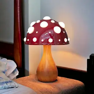 意大利现代北欧家居照明大红色蘑菇台灯酒店卧室床边阅读灯金属发光二极管台灯