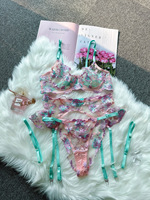Ensemble de lingerie sexy RUIYI avec broderie artisanale, sangle de jarretière et soutien-gorge fin