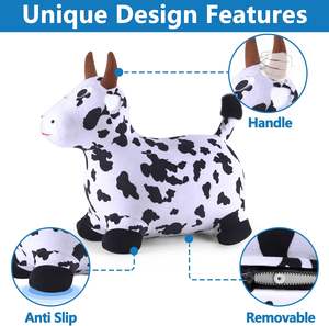 Plush Cow PVC Lightweight Foldable Bouncy <b>Hopper</b> Inflatable Ride-On <b>Toy</b> for Kids 40x28x49.5cm - Product Image 3