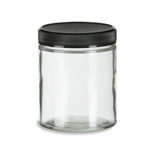 Botol Kaca Bulat Transparan Amber Mulut Lebar 4oz 8oz 9oz 16oz dengan Tutup Hitam, Laris Manis - Product Image 6