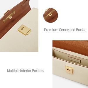 Borse a Mano da Donna Personalizzate di Nuova Tendenza a Colori a Contrasto, Borse all'Ingrosso con Patta in Pelle PU, Borse da Donna Vegane dal Design alla Moda - Product Image 3