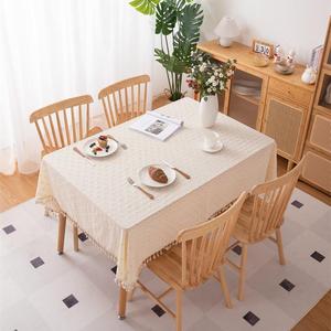 Mantel de Algodón Lavable con Jacquard Floral Personalizado al por Mayor, Cubierta Rectangular Fresca Estilo Pastoral para Mesa de Comedor o Café - Product Image 1