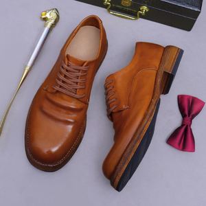 Chaussures de créateur de luxe haut de gamme en cuir, respirantes, légères, à lacets, patchwork, pour hommes, durables, pour le bureau, de qualité supérieure - Product Image 3