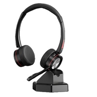 Casque sans fil professionnel Bluetooth V5.2 avec microphone antibruit AI pour travail à distance/centre d'appels/zoom/classe en ligne