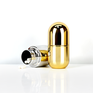 Bouteille ovale en PET plaqué or et argent, flacon pour capsules de santé, flacon pour pilules, impression de logo possible - Product Image 4
