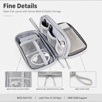 Sac de rangement pour accessoires numériques, étui pour câbles électroniques, pochette de rangement pour gadgets, poche en maille à double fermeture éclair, sangle élastique, pour voyage