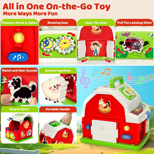 Jouet éducatif musical EPT sur le thème des animaux de la ferme pour les tout-petits <span class=keywords><strong>avec</strong></span> lumières et sons, jeu d'association de formes et développement de la motricité fine - Product Image 3
