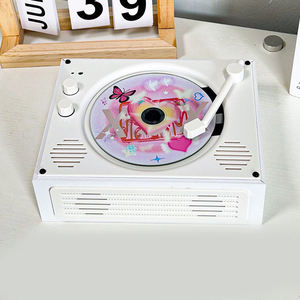 Lecteur CD de bureau style vinyle rétro, haut-parleurs stéréo intégrés, streaming sans fil, entrée AUX, lecture USB, appareil audio multifonctionnel - Product Image 3