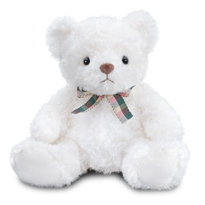 Classic White <strong>Teddy</strong> <strong>Bear</strong> Plush, Soft Stuffed Animal Toy with Plaid Bow for Kids, Baby and Girlfriend Gifts - Product Image 1