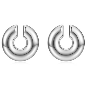Stainless Steel Hoop Earrings 11mm Thick Cylindrical Hollow <b>Ear</b> <b>Clips</b> Fashion Jewelry Black Silver Gold Color Options - Product Image 2