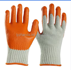CITICITY 10 Gauge Gray Cotton Knitted Gloves Blue Crinkle Latex Coated PPE Safety Work Gloves for Construction - Product Image 3