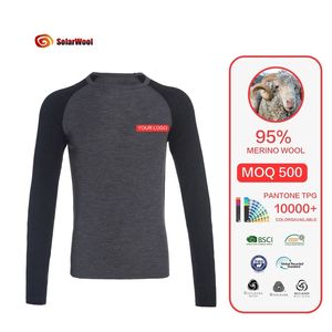 Maglietta da <span class=keywords><strong>Uomo</strong></span> in <span class=keywords><strong>Lana</strong></span> Merino a Maniche Lunghe con Spalline Sottili, Certificata Solarwool - Product Image 1