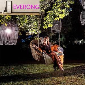 Sedia a dondolo da esterno moderna nordica in rattan, a cesto sospeso, tipo nido per ragazza, con cuscino da patio, per balcone, stile di tendenza - Product Image 5