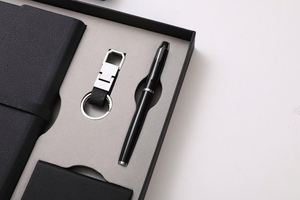 Ensemble d'affaires en cuir PU avec bloc-notes à boucle, stylo signature, porte-clés métallique, porte-cartes, logo personnalisé, coffret cadeau d'entreprise - Product Image 4