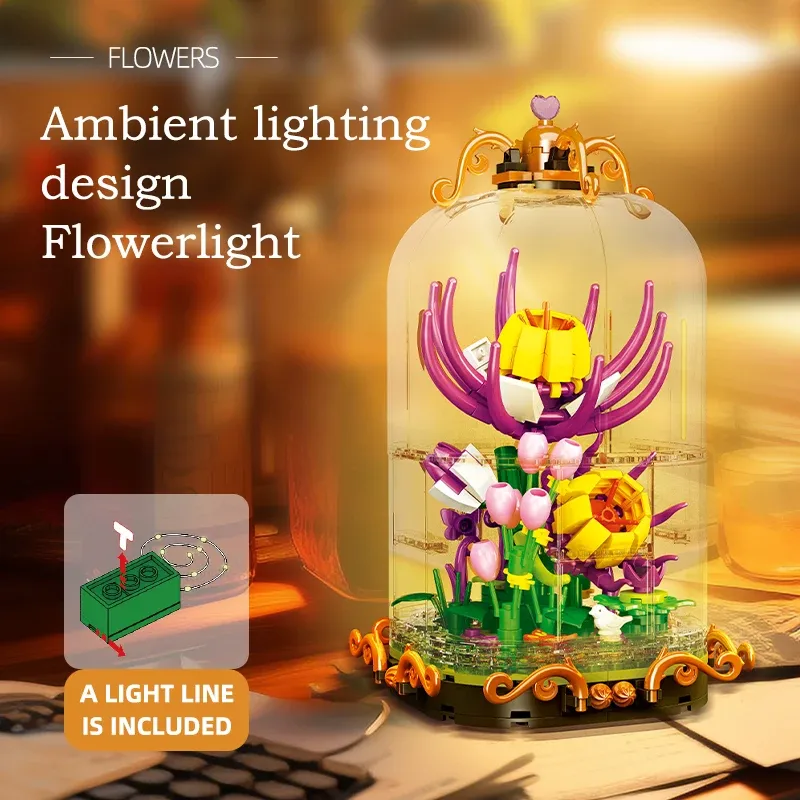 Jie Star JJ9084-9087 Flower Bouquet Building Set - Creative
