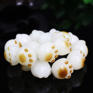 Cat Paw Bodhi <b>Bracelet</b> Charcoal Burned White Jade Unisex Couple Jewelry Everyday Wear - Product Image 4