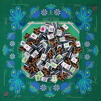 Mahjong américain gravé 4 couches de 1-1/4 po, 160 tuiles motif léopard de luxe avec tapis émeraude