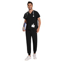 Ensemble de blouses personnalisées à col en V, tissu doux, uniforme d'infirmière, uniforme unisexe léger, respirant, polyester, haut de blouse et pantalon de jogging