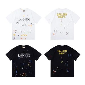 Camiseta unisex LANVIN con estampado de grafiti de tinta, colaboración de marca de moda, manga corta, estilo urbano. - Product Image 1