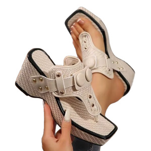 Sandalias Deportivas de Tacón <span class=keywords><strong>Medio</strong></span> y Punta Abierta para <span class=keywords><strong>Mujer</strong></span>, <span class=keywords><strong>Zapatos</strong></span> Casuales con Suela Gruesa y Función de Aumento de Altura - Product Image 1