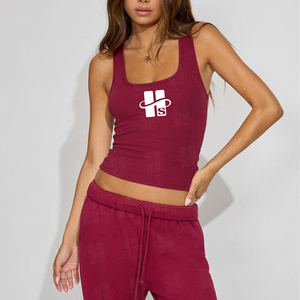 Débardeurs pour femmes à logo personnalisé, de haute qualité, à manches courtes, respirants, doux, épais et côtelés - Product Image 2