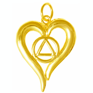 カスタムアルコール依存症者支援会（AA）回復シンボルネックレス　ハートジュエリーのカスタムチャームにAAシンボル入り - Product Image 2